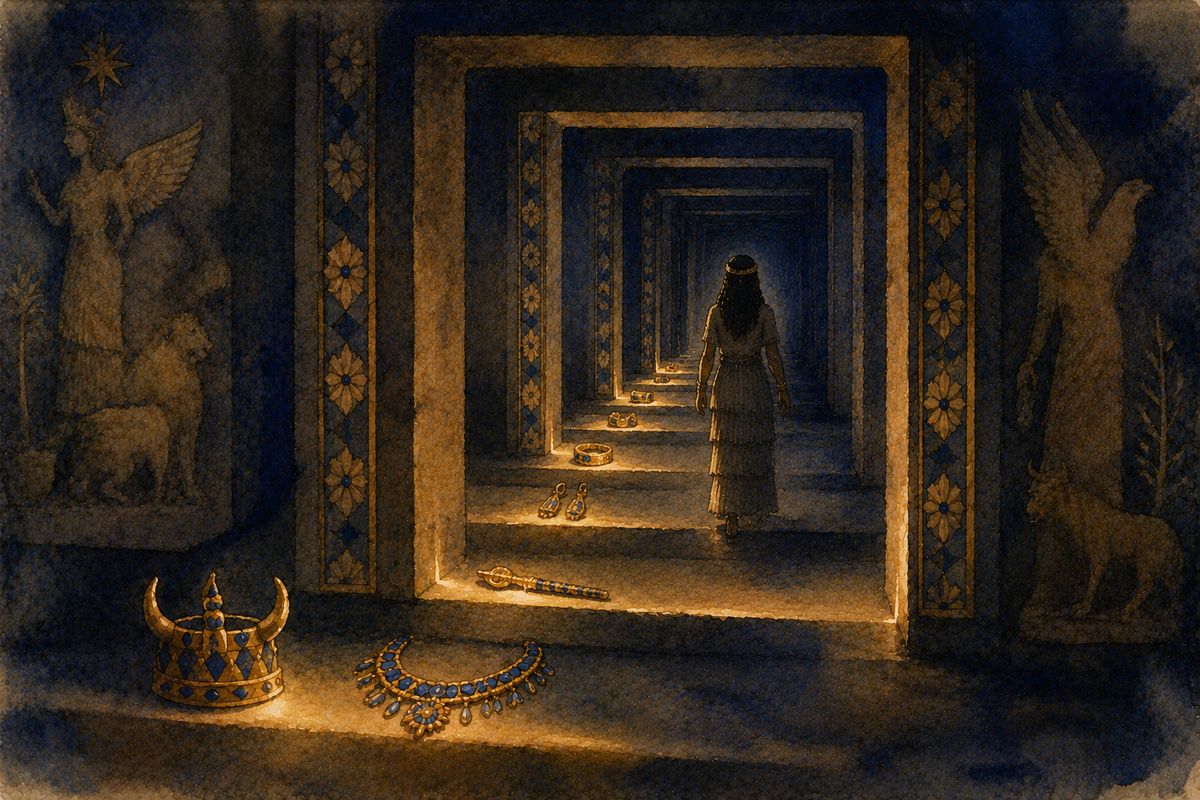 The descent, and the seven gates