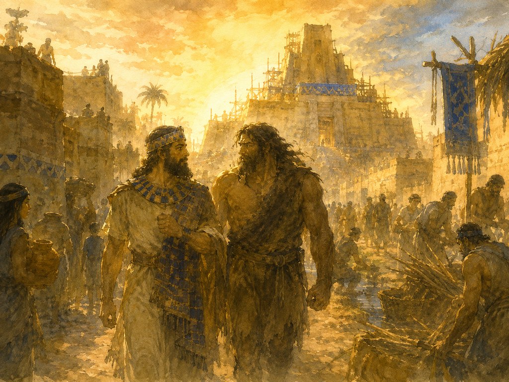 Two figures in a golden, remembered war.