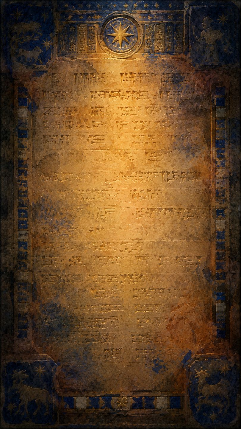 A dark stone slate lit with rows of cuneiform.